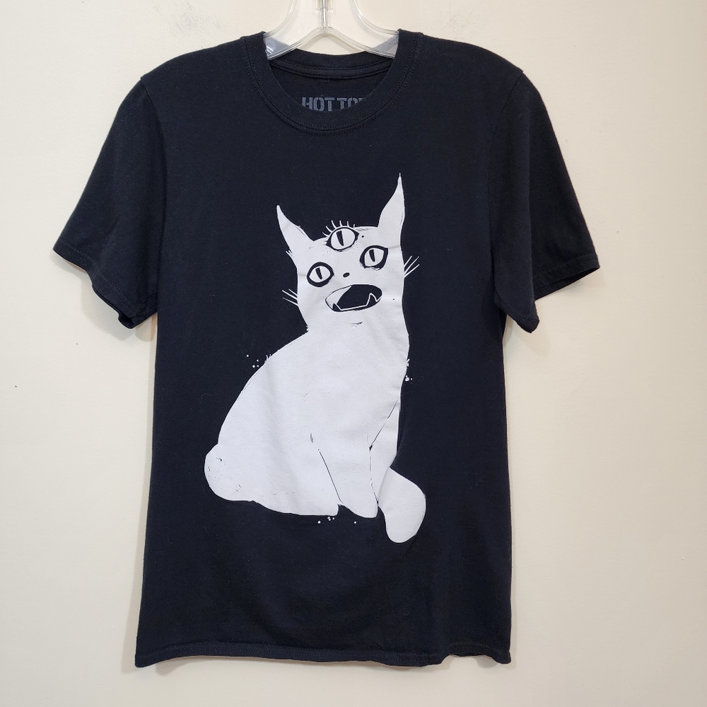 Hot topic third eye cat shirt graphic t-shirt woman's size small